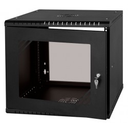 RACK cabinet 19" 9U 450mm, Glass-Black