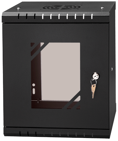 RACK cabinet 10" 6U 300MM, glass-black