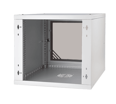 19" 9U 600mm wall-mounted RACK cabinet, door with glass, color RAL 7035 - grey
