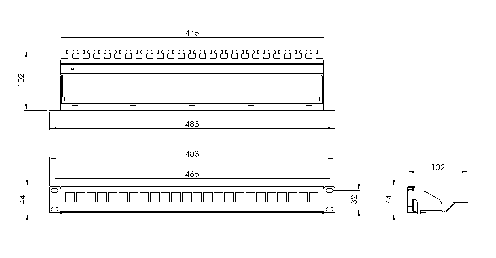technical drawing - modular patch panel